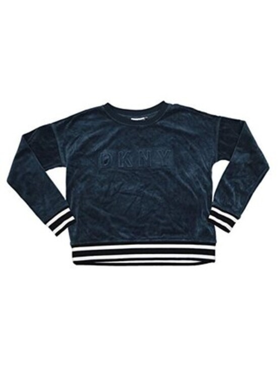 Dkny Tops - DKNY Womens Sports Boxy Fit Velour Long Sleeve Raised Logo Pullover Sw Size L